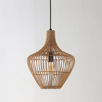 Lucas 13" Farmhouse Coastal Rattan 180" Cord Plug-In or Hardwired LED Pendant - JONATHAN Y